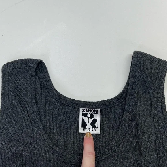 Vintage 90s Zaloni by Jalate Ribbed Tank Swing Dress Size Small Gray - Picture 4 of 13